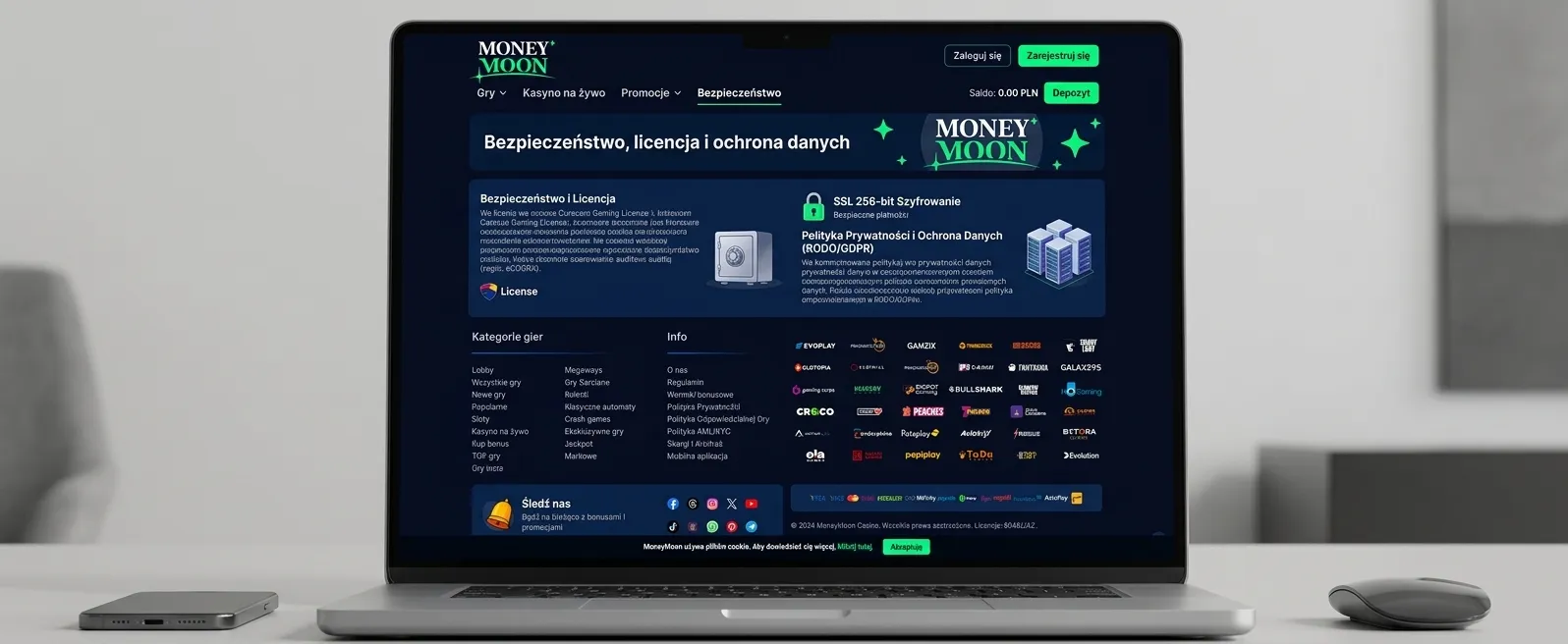 Szyfrowanie SSL i licencja Tobique w kasynie Money Moon